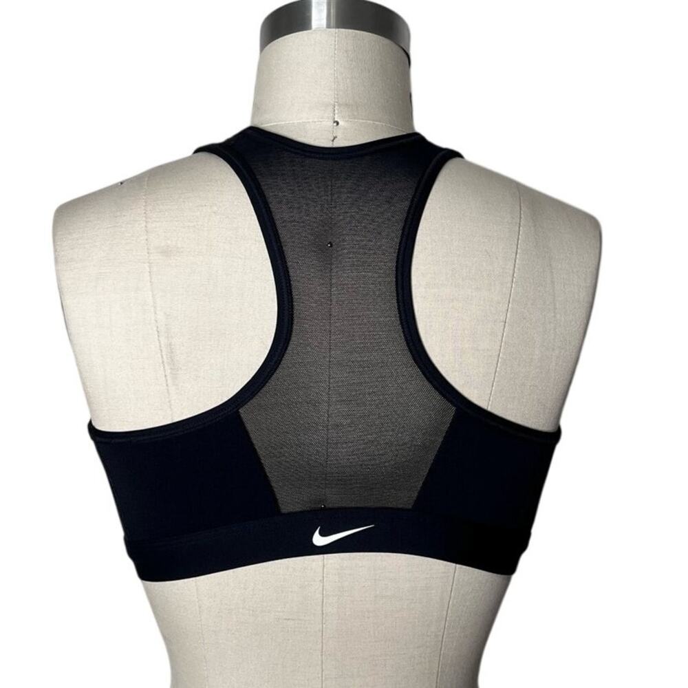 Nike Dri-FIT Swoosh Front-Zip Sports Bra Black Medium Support Size M